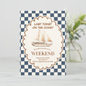 Rustieke Zeilboot Kust Checkerboard Bachelorette Kaart (Staand voorkant)