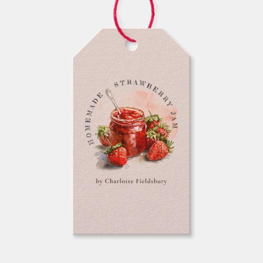 Rustieke zelfgemaakte aardbeienjam Product Hang La Cadeaulabel (Voorkant)