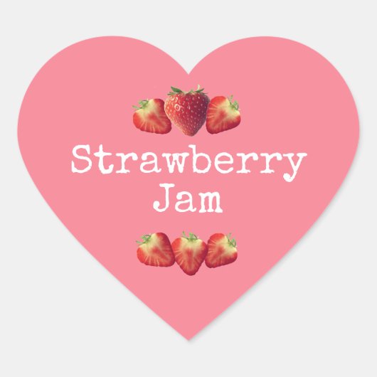 Rustieke zelfgemaakte aardbeienjam roze hart sticker (Voorkant)