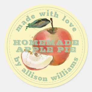 Rustieke zelfgemaakte appeltaart groen geel ronde sticker