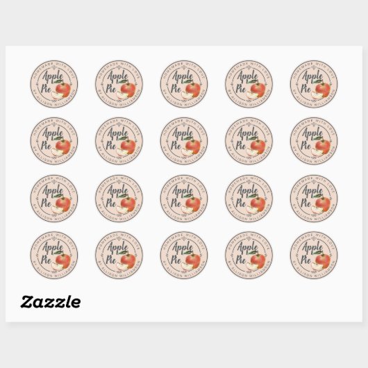 Rustieke zelfgemaakte appeltaart roze ronde sticker (Vel)