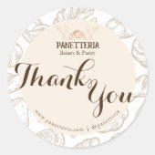 Rustieke zelfgemaakte bakkerij Beige en bruin Dank Ronde Sticker (Voorkant)