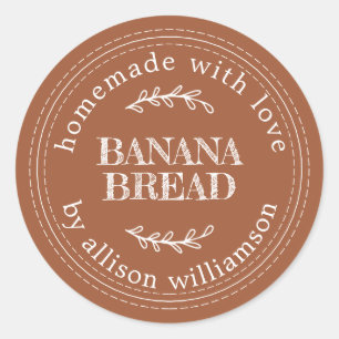 Rustieke zelfgemaakte bananenbrood Terracotta Ronde Sticker