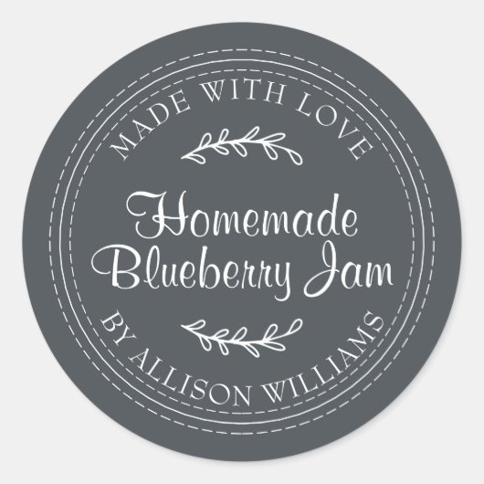 Rustieke zelfgemaakte Blueberry Jam Canning Zwart Ronde Sticker (Voorkant)