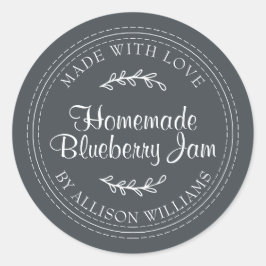Rustieke zelfgemaakte Blueberry Jam Canning Zwart Ronde Sticker