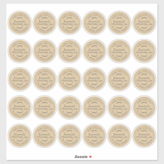 Rustieke zelfgemaakte bosbessengelei Kraft papier  Sticker (Vel)