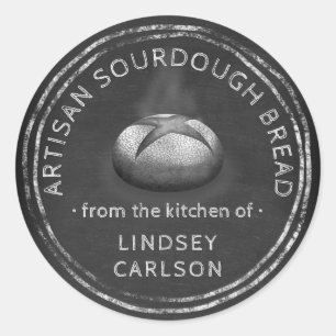 Rustieke zelfgemaakte broodbakker krijtbord ronde sticker