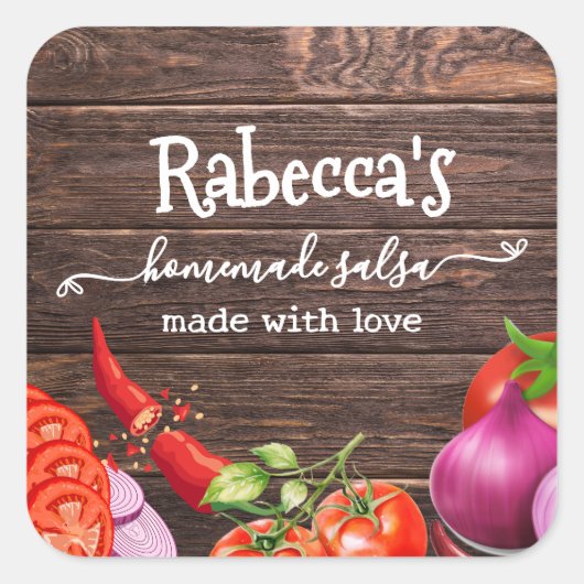 Rustieke zelfgemaakte custom salsa label (Voorkant)