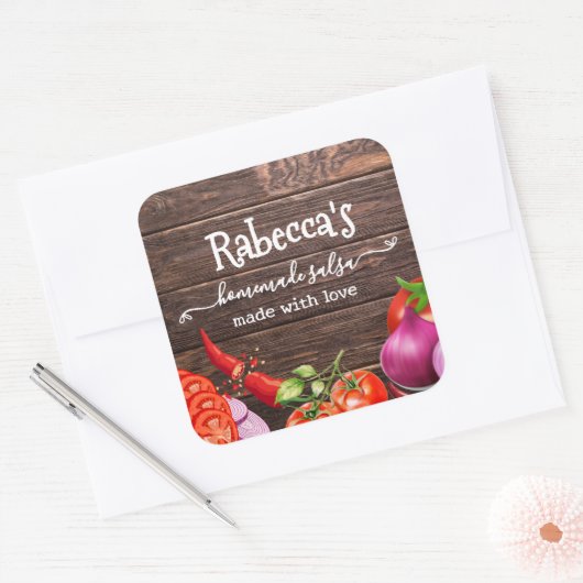 Rustieke zelfgemaakte custom salsa label (Envelop)