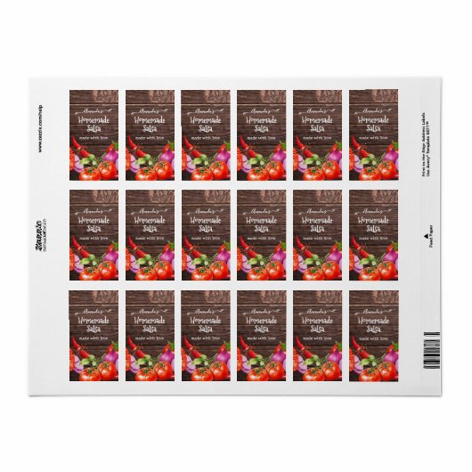 Rustieke zelfgemaakte custom salsa label (Full Sheet)