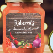 Rustieke zelfgemaakte custom salsa label