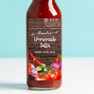 Rustieke zelfgemaakte custom salsa label