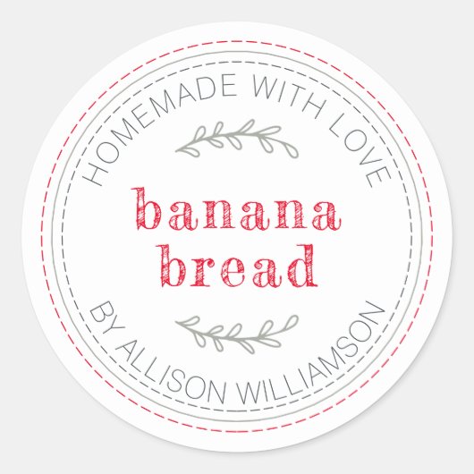 Rustieke zelfgemaakte gebakken goederen Bananenbro Ronde Sticker (Voorkant)