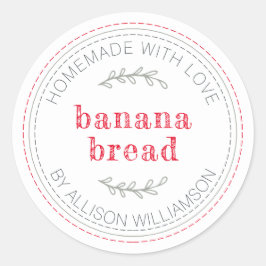 Rustieke zelfgemaakte gebakken goederen Bananenbro Ronde Sticker
