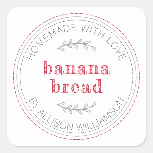 Rustieke zelfgemaakte gebakken goederen Bananenbro Vierkante Sticker (Voorkant)