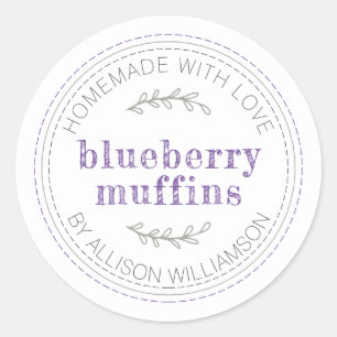 Rustieke zelfgemaakte gebakken goederen Blueberry Ronde Sticker