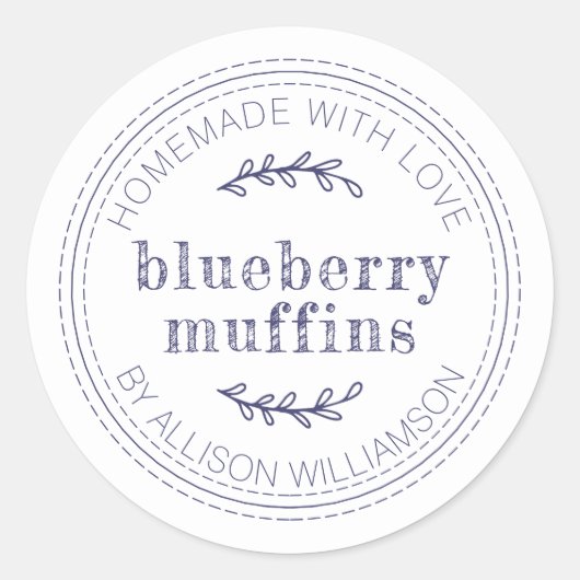 Rustieke zelfgemaakte gebakken goederen Blueberry  Ronde Sticker (Voorkant)