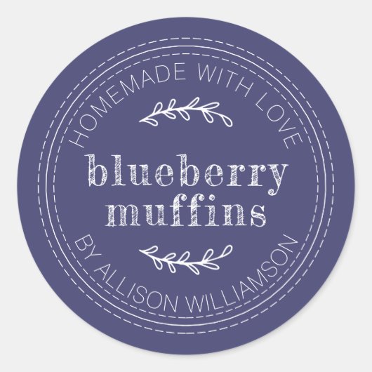 Rustieke zelfgemaakte gebakken goederen Blueberry Ronde Sticker (Voorkant)