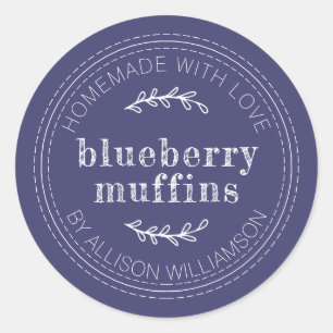 Rustieke zelfgemaakte gebakken goederen Blueberry Ronde Sticker