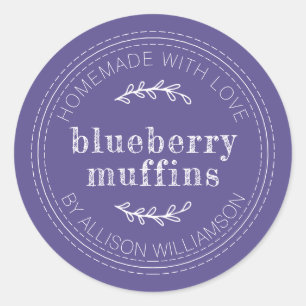 Rustieke zelfgemaakte gebakken goederen Blueberry Ronde Sticker