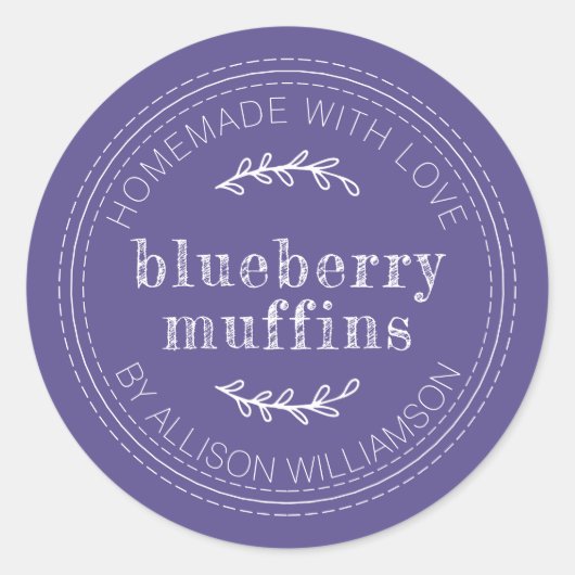 Rustieke zelfgemaakte gebakken goederen Blueberry  Ronde Sticker (Voorkant)