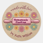 Rustieke zelfgemaakte gebakken goederen koekjes Fl Ronde Sticker (Voorkant)