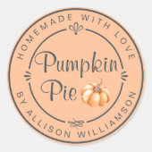 Rustieke zelfgemaakte Herfst pompoentaart Sinaasap Ronde Sticker (Voorkant)