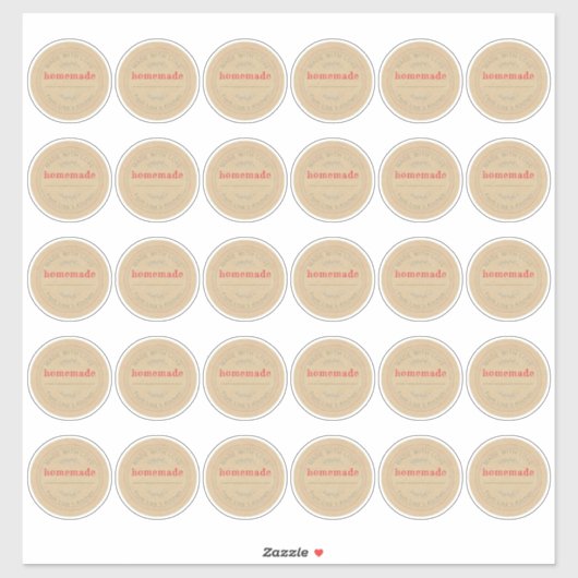 Rustieke zelfgemaakte jam kan kraftpapier 2 inch sticker (Vel)