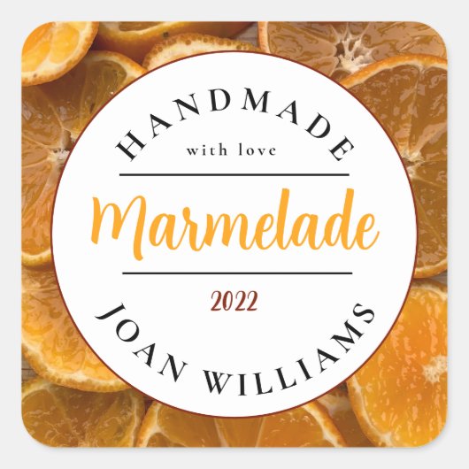 Rustieke zelfgemaakte marmelade vierkante sticker (Voorkant)