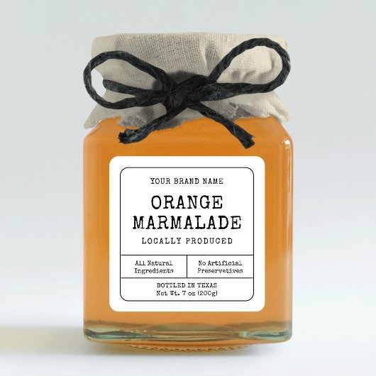 Rustieke  Zelfgemaakte Preserve Jar Square Label