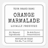 Rustieke  Zelfgemaakte Preserve Jar Square Label (Voorkant)