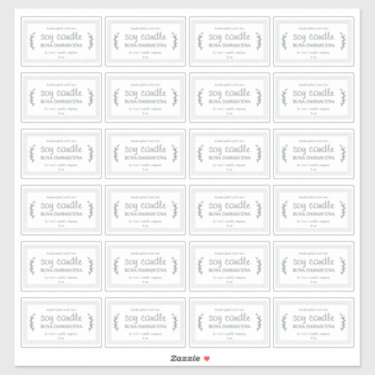 Rustieke zelfgemaakte soja kaars labels 24x zwart (Vel)