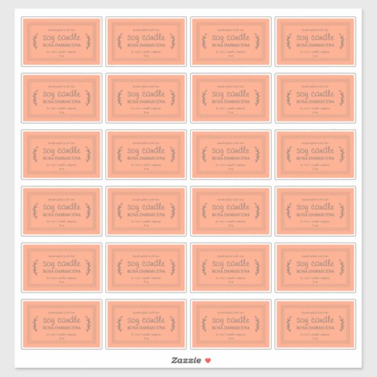 Rustieke zelfgemaakte sojakaarsetiketten 24x Sinaa Sticker (Vel)