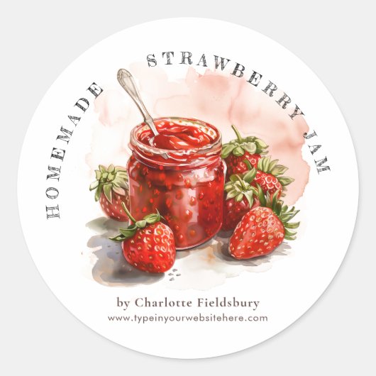 Rustieke Zelfgemaakte Strawberry Jam Jar Canning L Ronde Sticker (Voorkant)