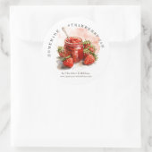 Rustieke Zelfgemaakte Strawberry Jam Jar Canning L Ronde Sticker (Tas)