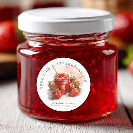 Rustieke Zelfgemaakte Strawberry Jam Jar Canning L Ronde Sticker