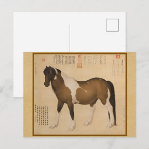 Rustieke Zen Paardenschildering - Aardetinten in N Briefkaart