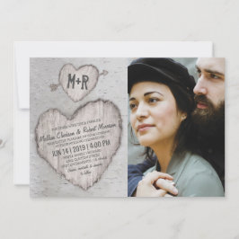 Rustieke Zilverberkenboom Foto Bruiloft Kaart