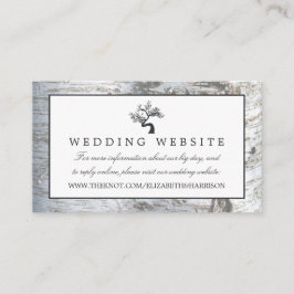 Rustieke zilveren berk boom bruiloft website informatiekaartje