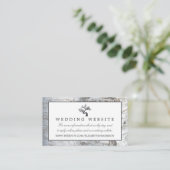 Rustieke zilveren berk boom bruiloft website informatiekaartje (Staand voorkant)