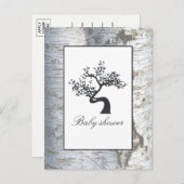 Rustieke Zilveren Berkenboom Baby shower Invitatio Uitnodiging Briefkaart (Voorkant / Achterkant)