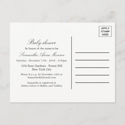 Rustieke Zilveren Berkenboom Baby shower Invitatio Uitnodiging Briefkaart (Achterkant)