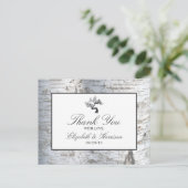 Rustieke Zilveren Berkenboom Bruiloft Dank u Briefkaart (Staand voorkant)