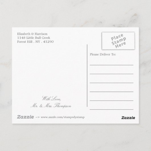 Rustieke Zilveren Berkenboom Bruiloft Dank u Briefkaart (Achterkant)