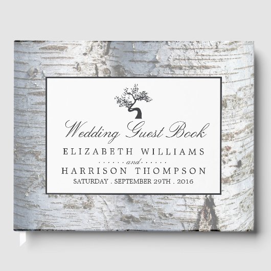 Rustieke Zilveren Berkenboom Gastenboek (Voorkant)