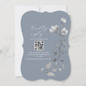 Rustieke Zilveren Bloemen Huwelijksuitnodiging Kaart (Achterkant)