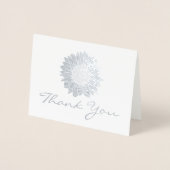 Rustieke zilveren folie zonnebloem bruiloft dank u folie kaarten (Voorkant)