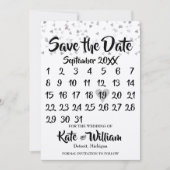 Rustieke zilveren liefde hart kalender Save the Da Date (Voorkant)