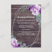 Rustieke zilveren & Paarse bloemenbruiloft details Informatiekaartje (Voorkant)