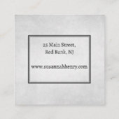 Rustieke zilveren zwarte handgemaakte sieraden vierkante visitekaartje (Achterkant)